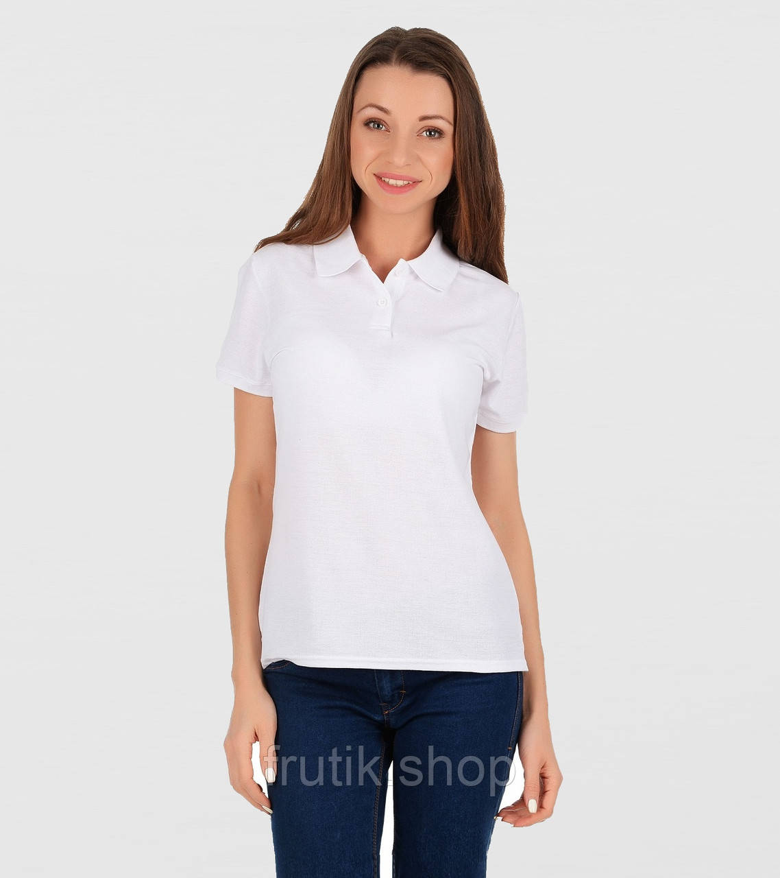 Жіноча футболка поло Fruit of the loom 65/35 polo з коміром Білий, S