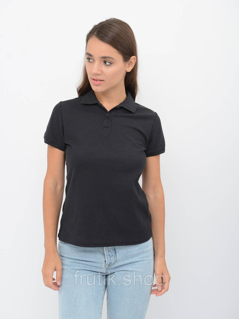 Жіноча футболка поло Fruit of the loom 65/35 polo з коміром Чорний, S