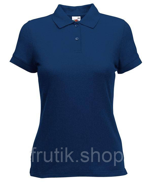 Жіноча футболка поло Fruit of the loom 65/35 polo з коміром Темно-синій, S