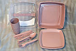 Посуд для пікніка на 6 персон 32 предмети рожевий SP-180 "Irak Plastik" (Туреччина)., фото 3