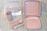 Посуд для пікніка на 6 персон 32 предмети рожевий SP-180 "Irak Plastik" (Туреччина)., фото 4
