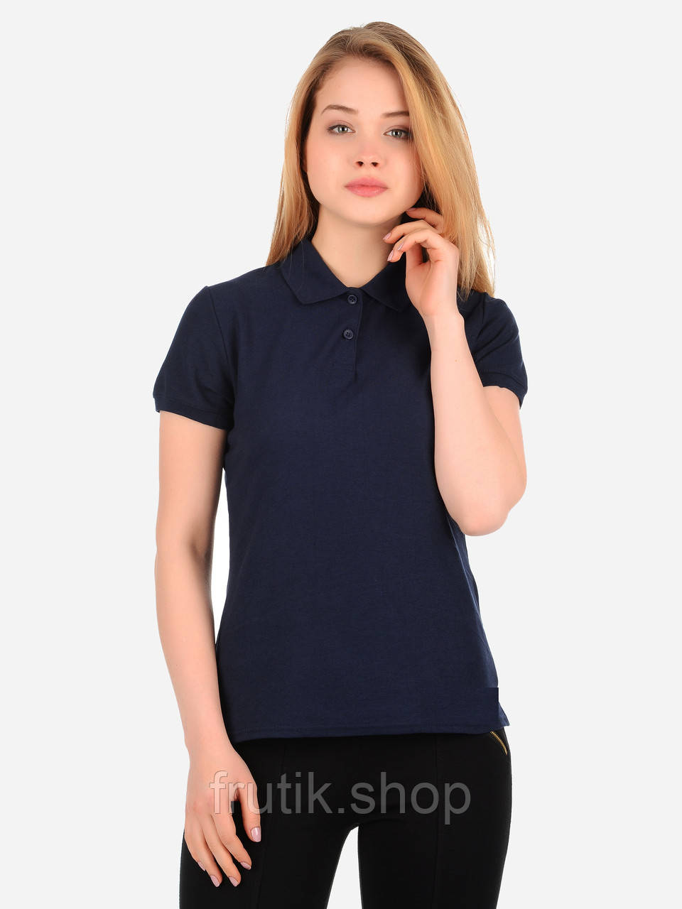 Жіноча футболка поло Fruit of the loom 65/35 polo з коміром Глибоко-темно-синій, S