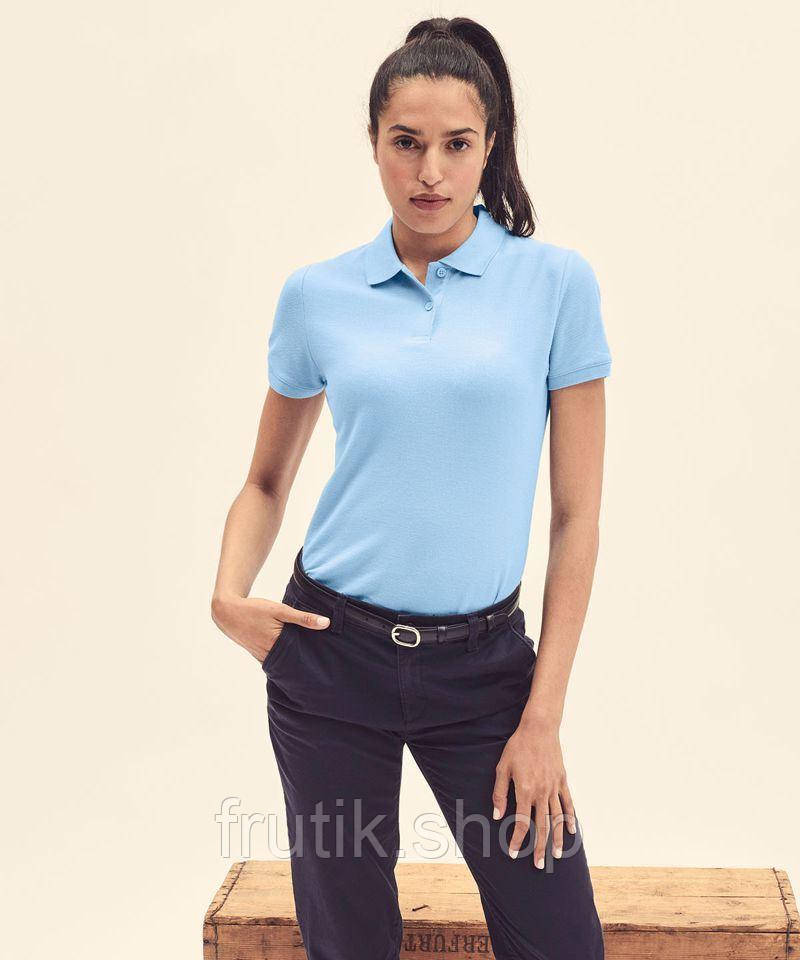 Жіноча футболка поло Fruit of the loom 65/35 polo з коміром Небесно-блакитний, S