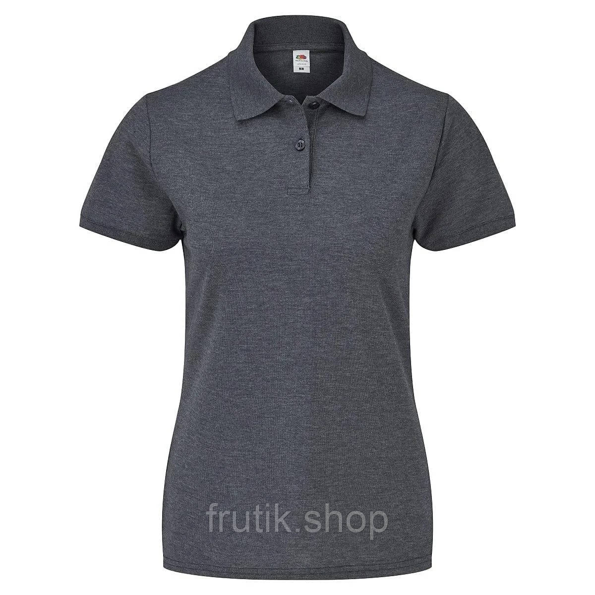 Жіноча футболка поло Fruit of the loom 65/35 polo з коміром Темно-сірий меланж, S