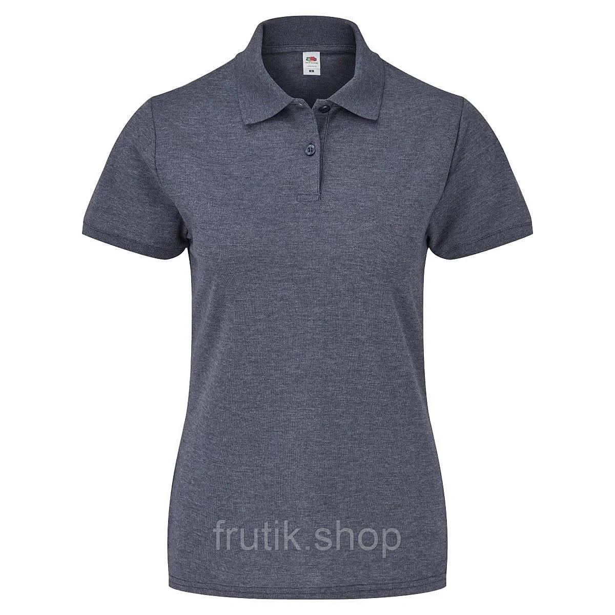 Жіноча футболка поло Fruit of the loom 65/35 polo з коміром Темно-синій меланж, S