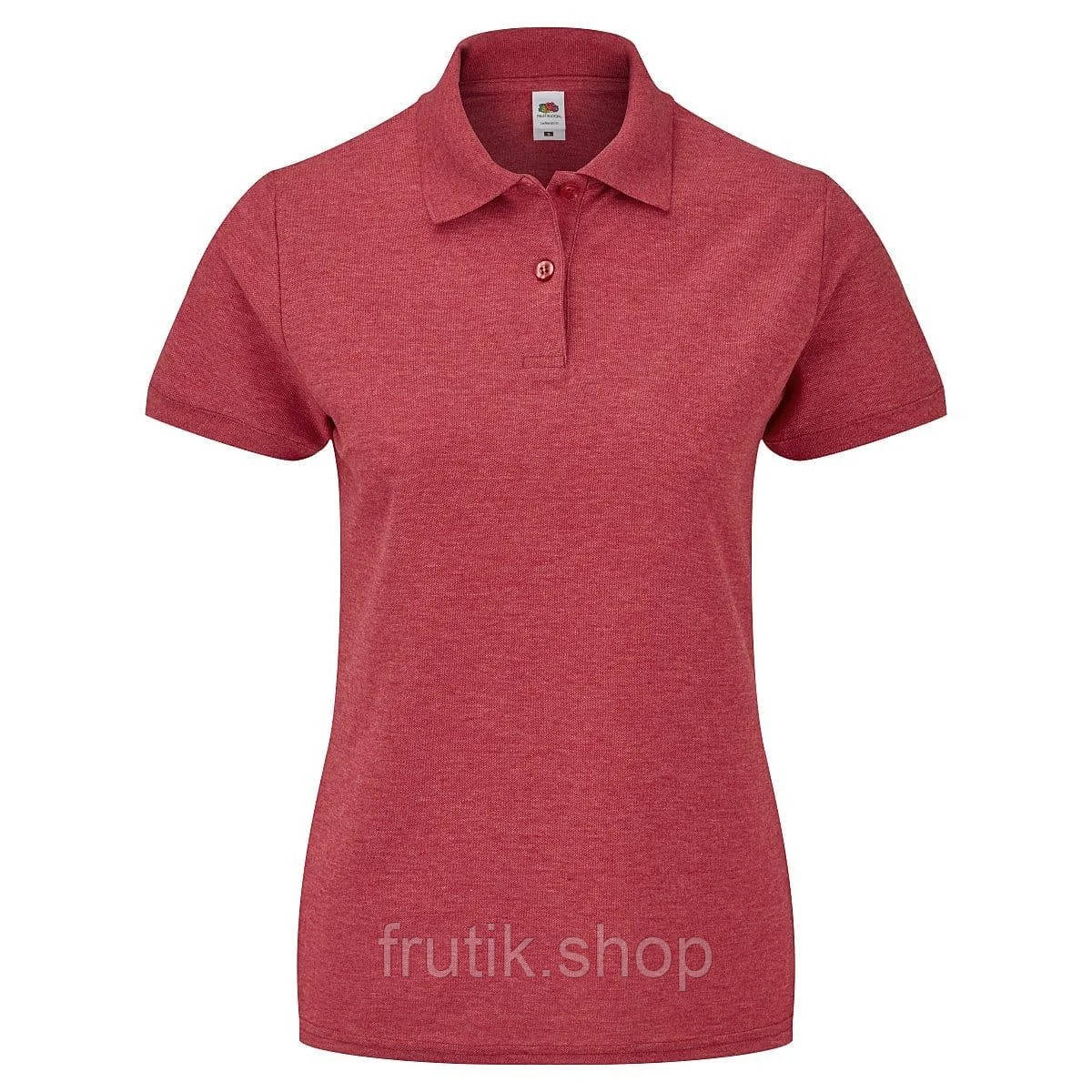 Жіноча футболка поло Fruit of the loom 65/35 polo з коміром Червоний меланж, S