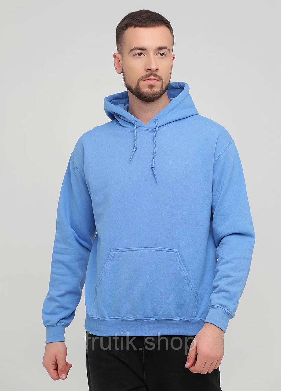 Чоловіча толстовка худі Gildan з начосом Heavy Blend Hoodie з капюшоном на тонкому флісі Небесно-блакитний, S