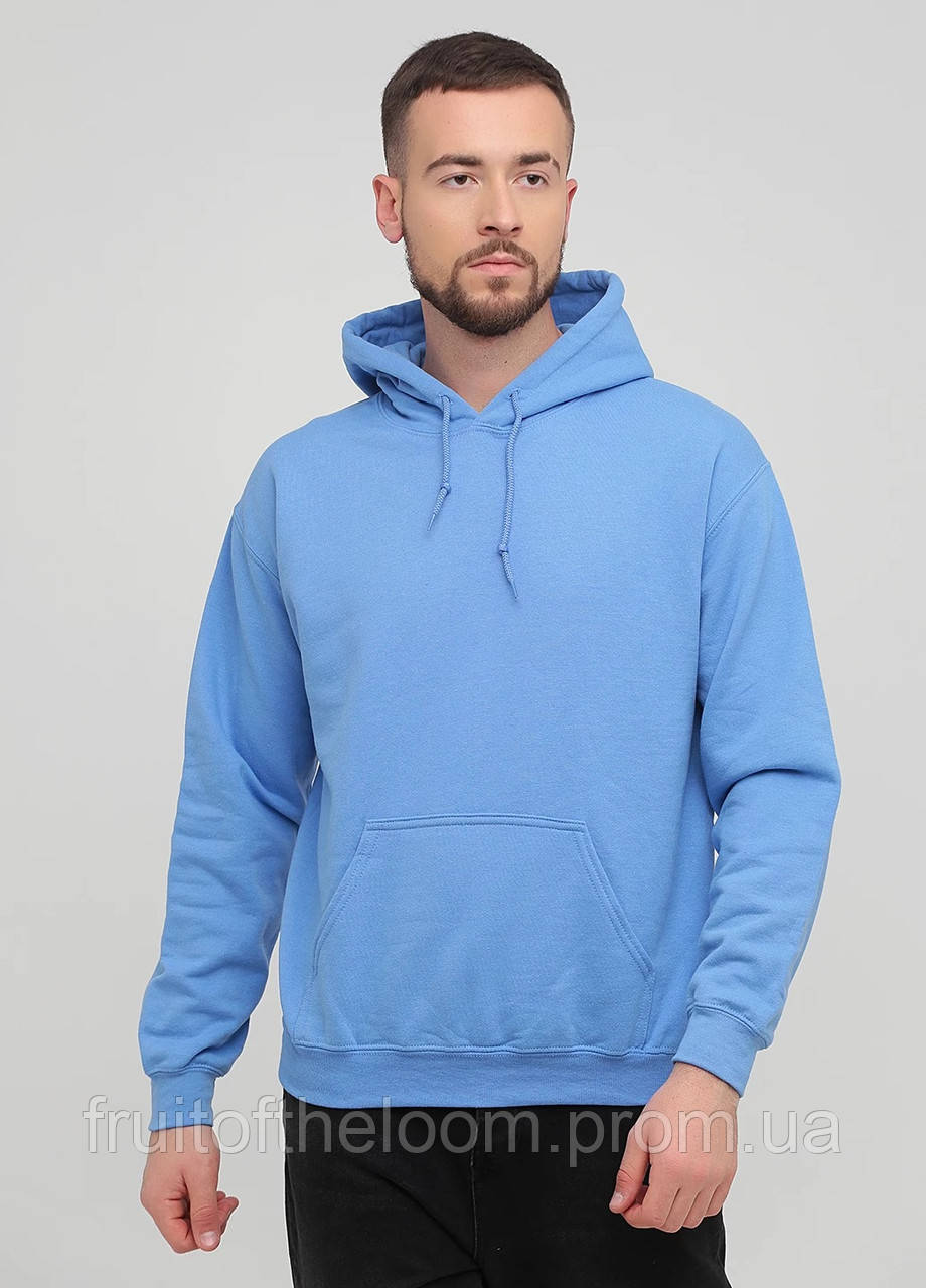Чоловіча толстовка худі Gildan з начосом Heavy Blend Hoodie з капюшоном на тонкому флісі Небесно-блакитний, S - фото 1 - id-p2342132897