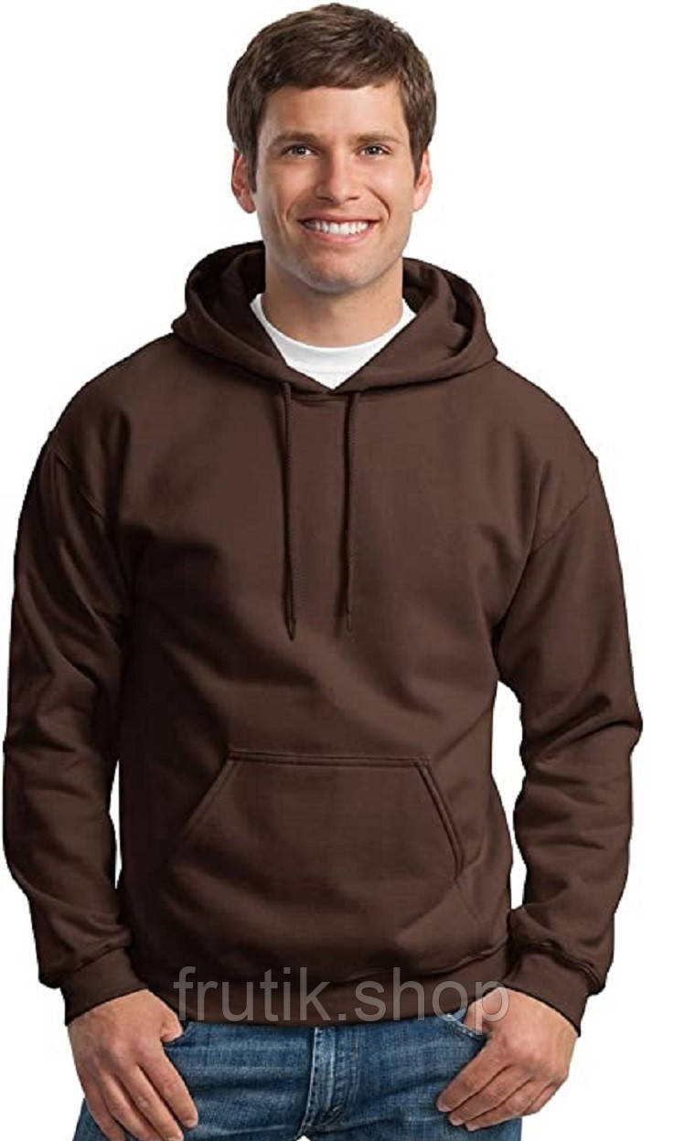 Чоловіча толстовка худі Gildan з начосом Heavy Blend Hoodie з капюшоном на тонкому флісі Шоколадний, S