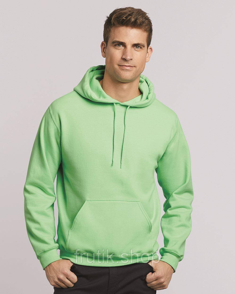 Чоловіча толстовка худі Gildan з начосом Heavy Blend Hoodie з капюшоном на тонкому флісі Зелений ментол, S