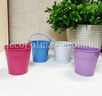 Відерце-декоративне кашпо металеве, кольорове. Д 10см