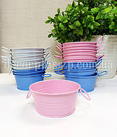 Тазик - кашпо декоративне металеве, кольорове. Д 11см