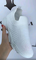 Кроссовки мокасины женские белые тканевые летние 38 39 размер