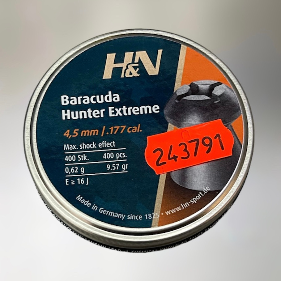 Кулі пневматичні H&N Baracuda Hunter Extreme кал. 4.5 мм, вага – 0.62 г, 400 шт/уп., точні кульки для пневматики (92164500003)