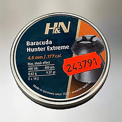 Кулі пневматичні H&N Baracuda Hunter Extreme кал. 4.5 мм, вага – 0.62 г, 400 шт/уп., точні кульки для пневматики (92164500003)
