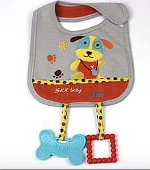 Слинявчик з кишенею і іграшками прорізувачами "Собака"