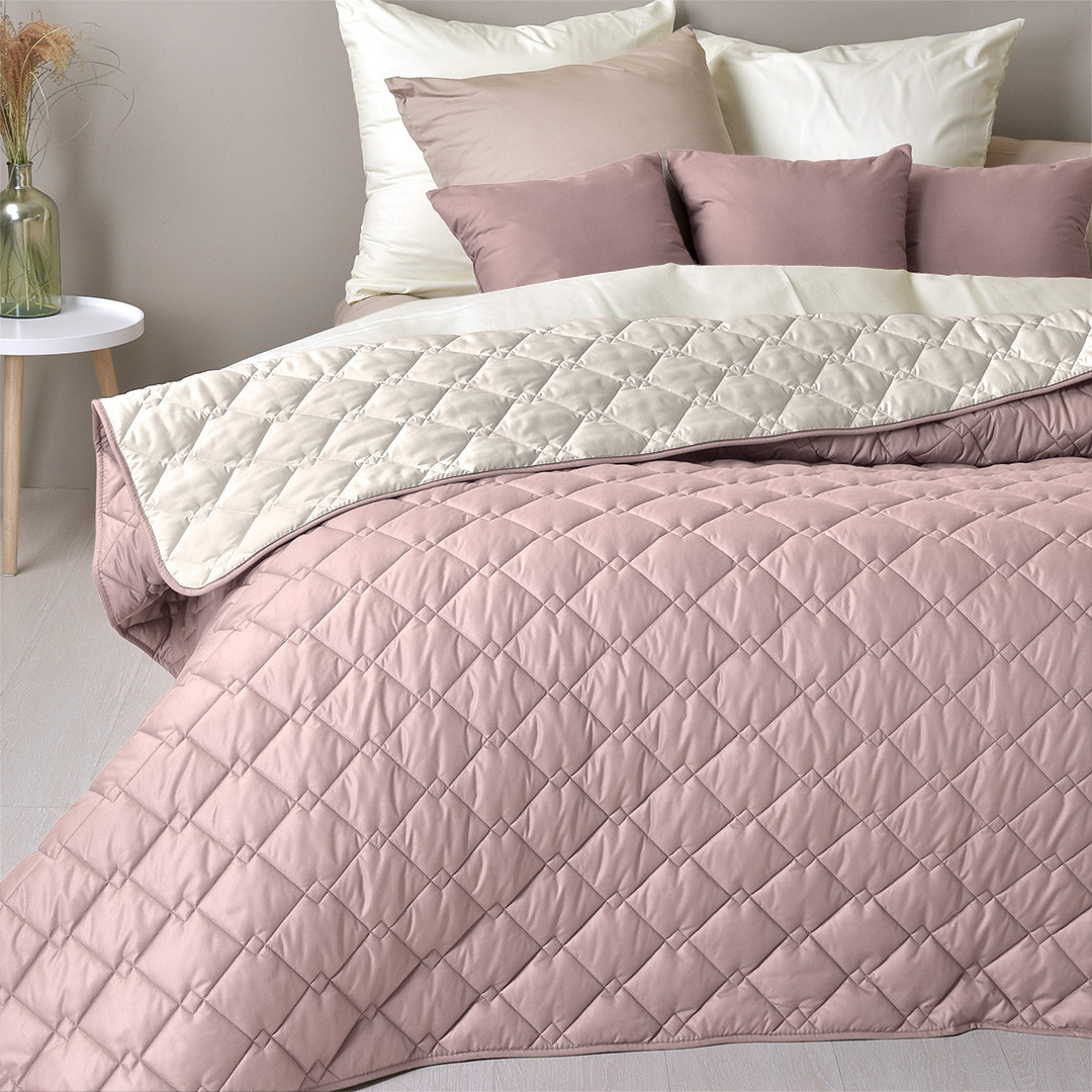 Покривало IDEIA - Стиль Cube двостороннє пудра/св.сірий 180*210, фото 1