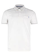 Стильная белая однотонная мужская футболка поло с коротким рукавом VOLCANO T DRAGO / 4XL