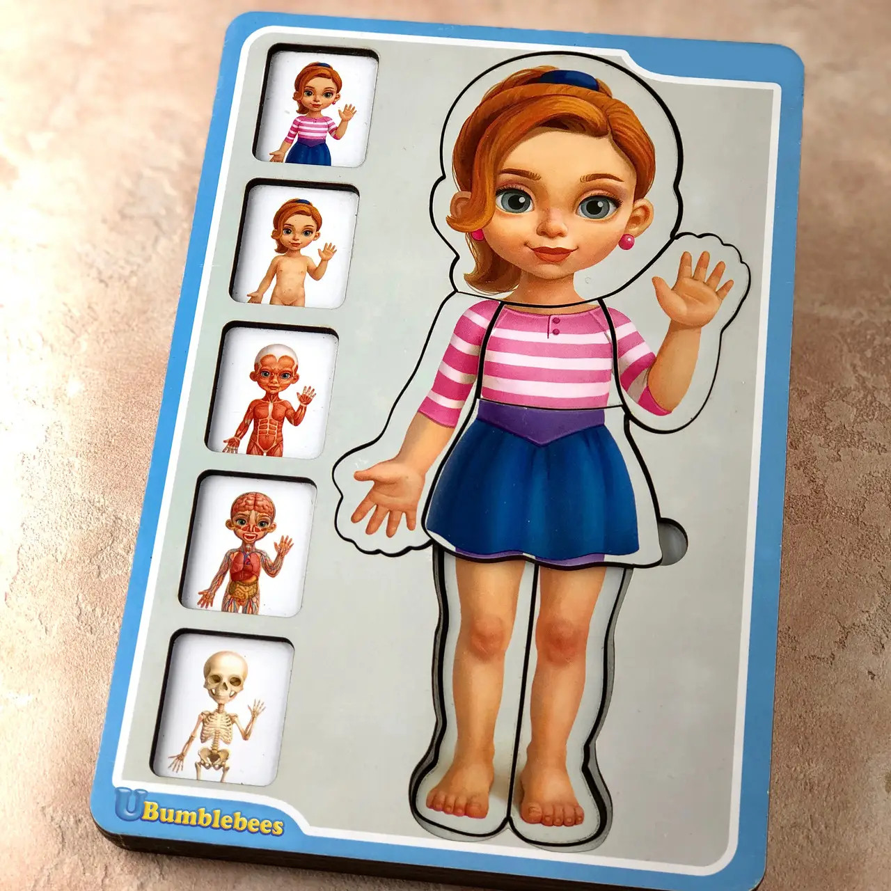 Пазл Анатомія людини, дівчинка, Ань-янь, дерево, 23 х 16 см., 38 дет. (ПСФ025), фото 1