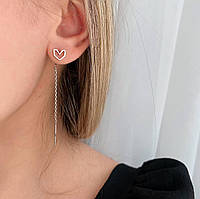 Срібні сережки протяжки в стилі орігамі