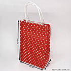 Пакет подарунковий паперовий Горох з ручками 24х15х9 см червоний, фото 4