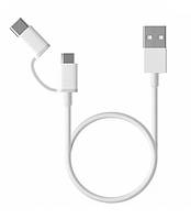 КАБЕЛЬ XIAOMI MI 2IN1 USB CABLE MICRO/TYPE-C 1М WHITE