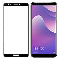 Защитное стекло для Huawei Y6 2018 черное 5D полная проклейка