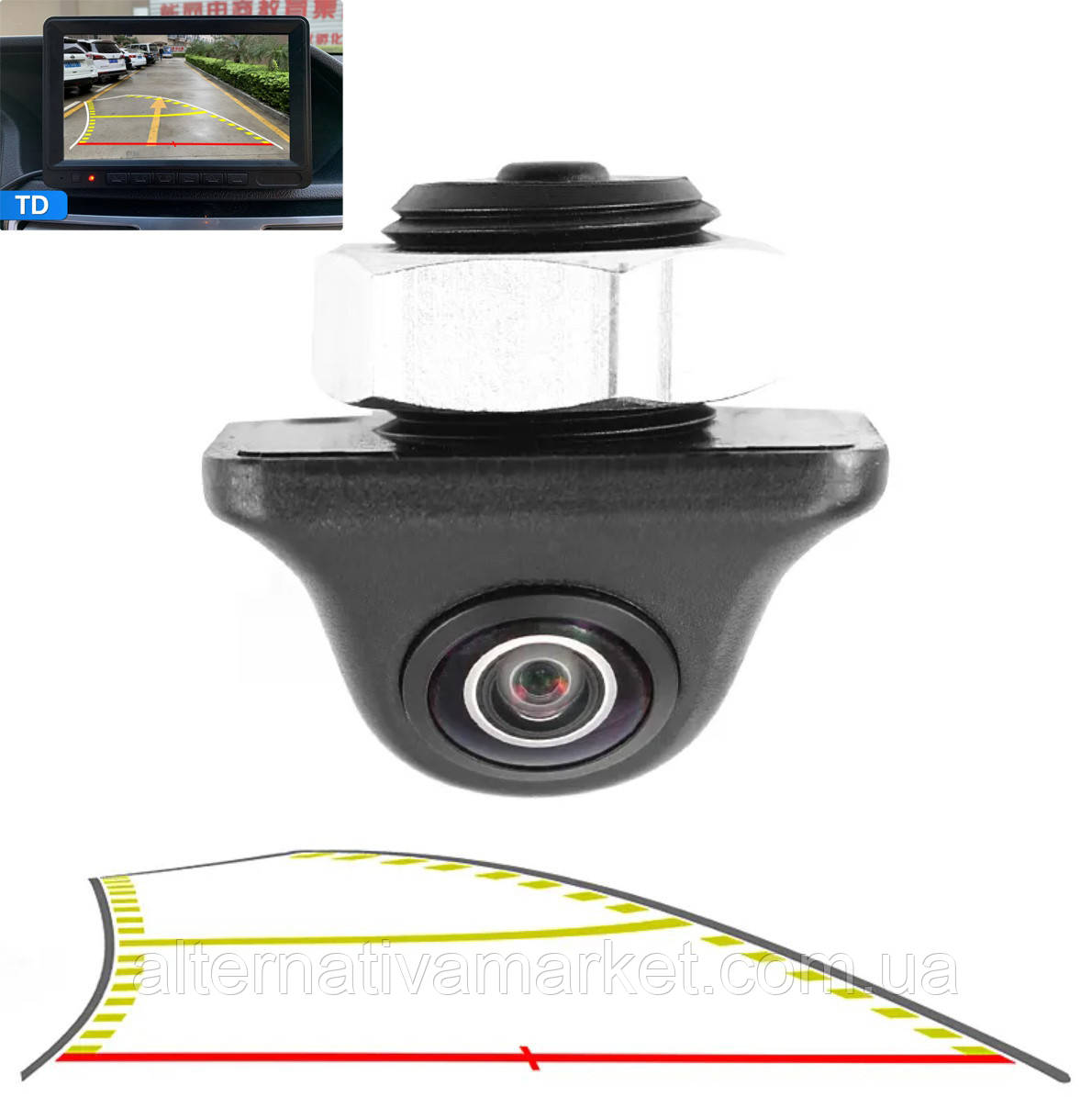 Камера універсальна "FISHEYE TD355" з динамічними лініями паркування (155°, 960*720), фото 1