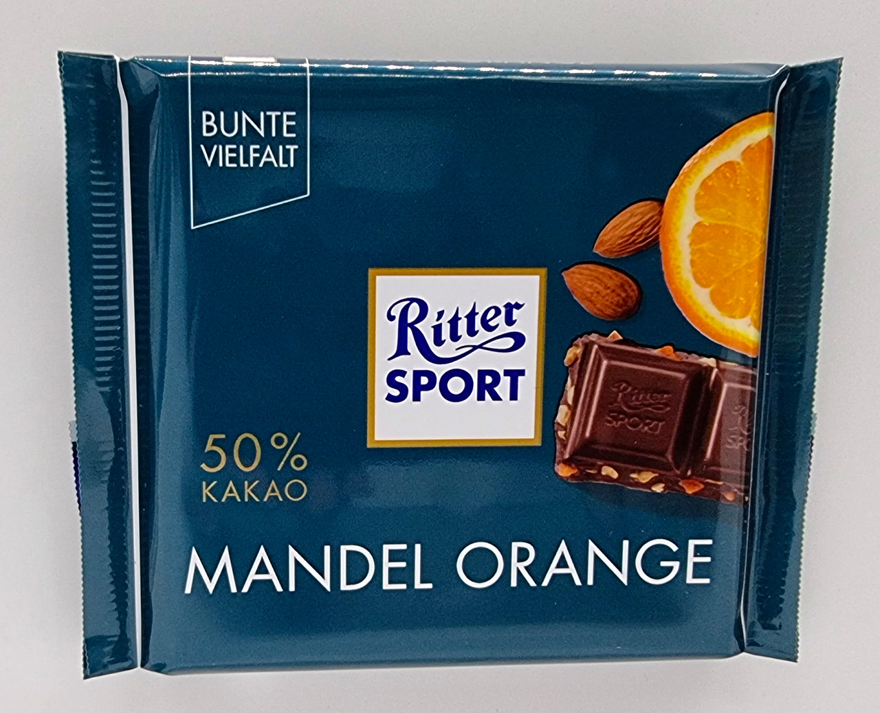 Чорний шоколад Ritter Sport Mandel Orange 50% какао 100 г Німеччина, фото 1