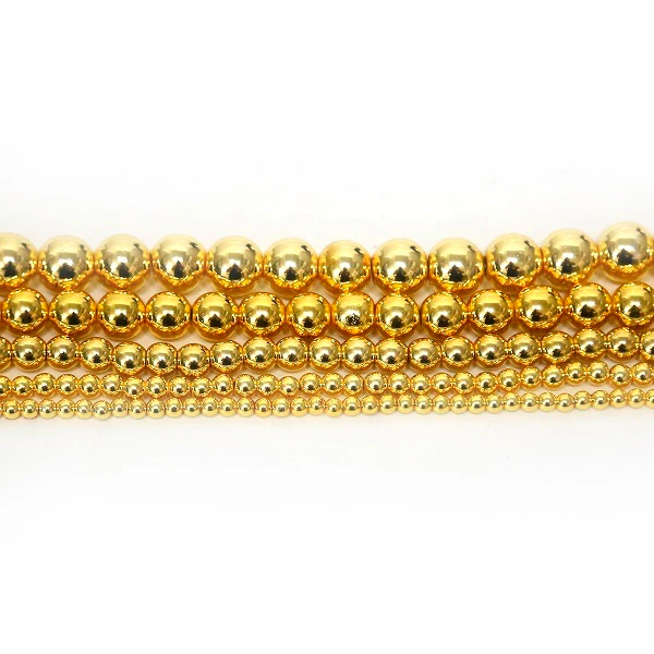 ГЕМАТИТ 4 мм шарик лимонне золото 38 см 82 бусин, фото 1