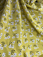 Ткань Штапель цветочный принт, фон лимоновой
