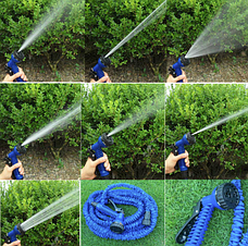 Посилений садовий шланг для поливу X-hose 15 м (50FT) з розпилювачем, синій, фото 3