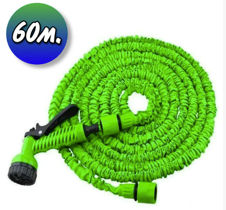 Посилений садовий шланг для поливу X-hose Pro 60м (200FT) з розпилювачем, зелений, фото 1