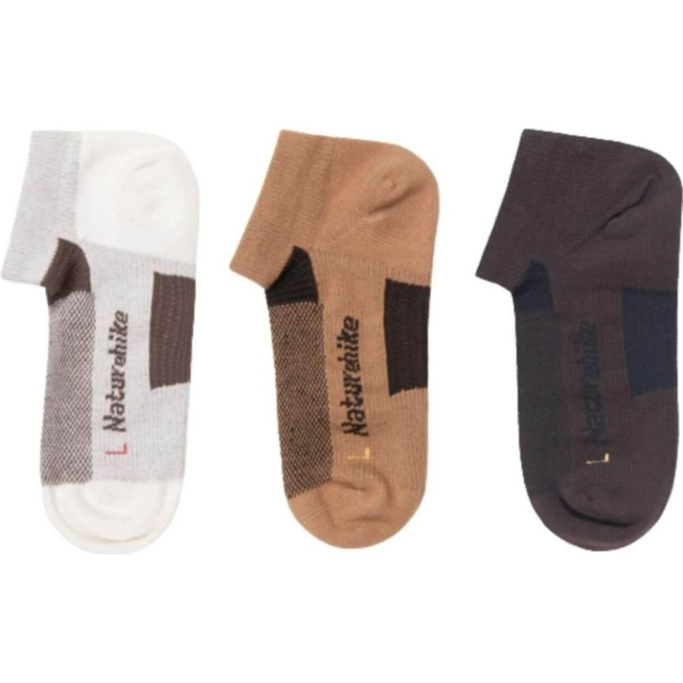 Шкарпетки швидко висихають Naturehike NH21FS013, 3 пари (бежеві, коричневі, чорні), розмір М