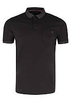 Стильная черная однотонная мужская футболка поло с коротким рукавом VOLCANO T DRAGO / L