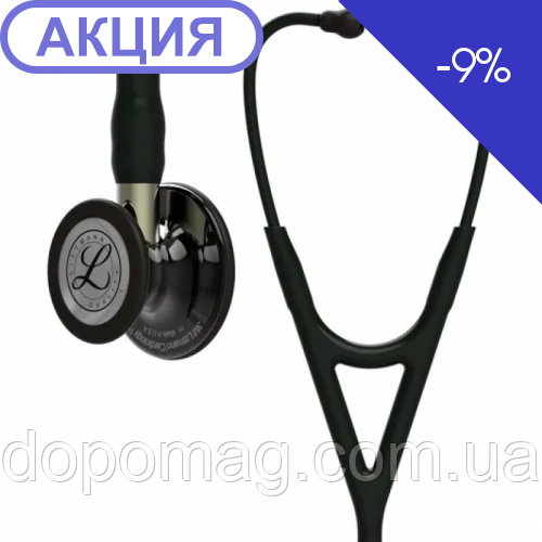 Стетоскоп Cardiology IV Littmann 6204 чорного кольору з димчастою дзеркальною головкою на ніжці кольору шампань
