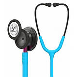 Стетоскоп Littmann Classic III 5872 бірюзового кольору з головкою димчастого кольору з рожевою ніжкою, фото 3