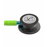 Стетоскоп Littmann Classic III 5875 лаймовий з головкою й наголов'я димчастого кольору на ніжці блакитного кольору, фото 4