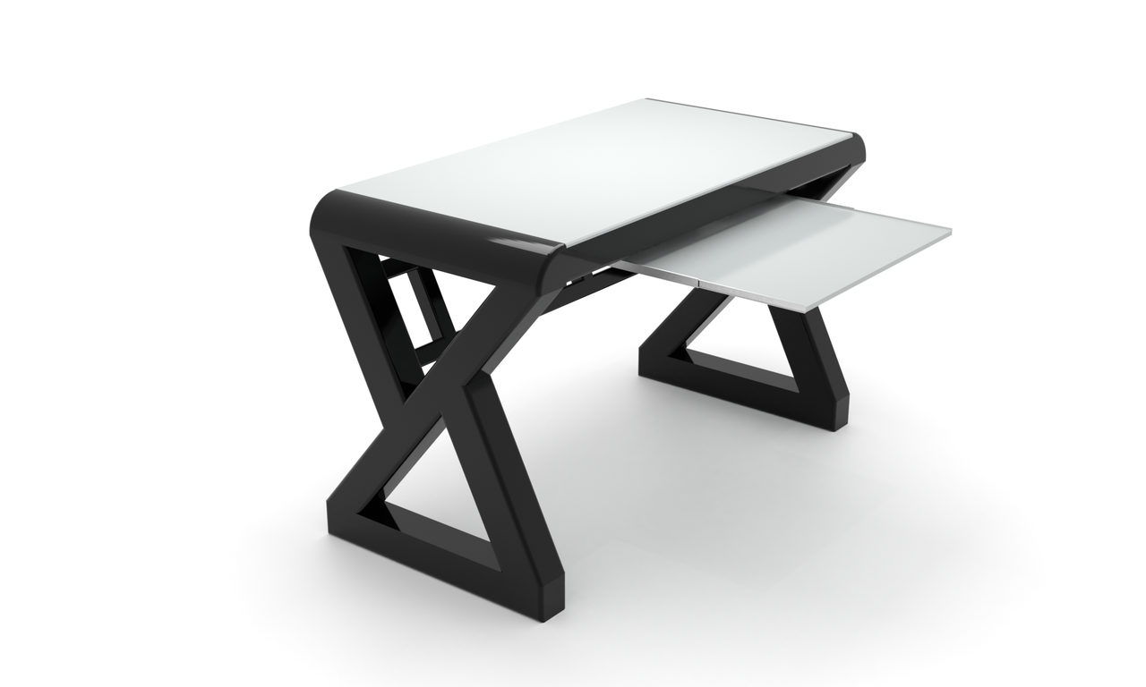 Комп'ютерний стіл Матера white+ каркас сталь стільниці скло білий глянець 1300х600х750 мм (БЦ-Стол ТМ)