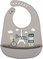 Слинявчик Canpol babies Bonjour Paris з кишенькою Бежевий (74/027_bei)