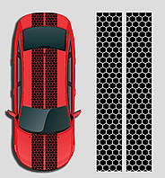 Наклейка на авто "СОТЫ" цвет черный 2шт - Размер 20х100см , 72соты в одной полосе в наборе 2шт