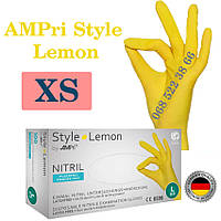 Рукавиці нітрилові жовтий AMPri Style Lemon розмір XS, щільність 4г, уп.100 шт