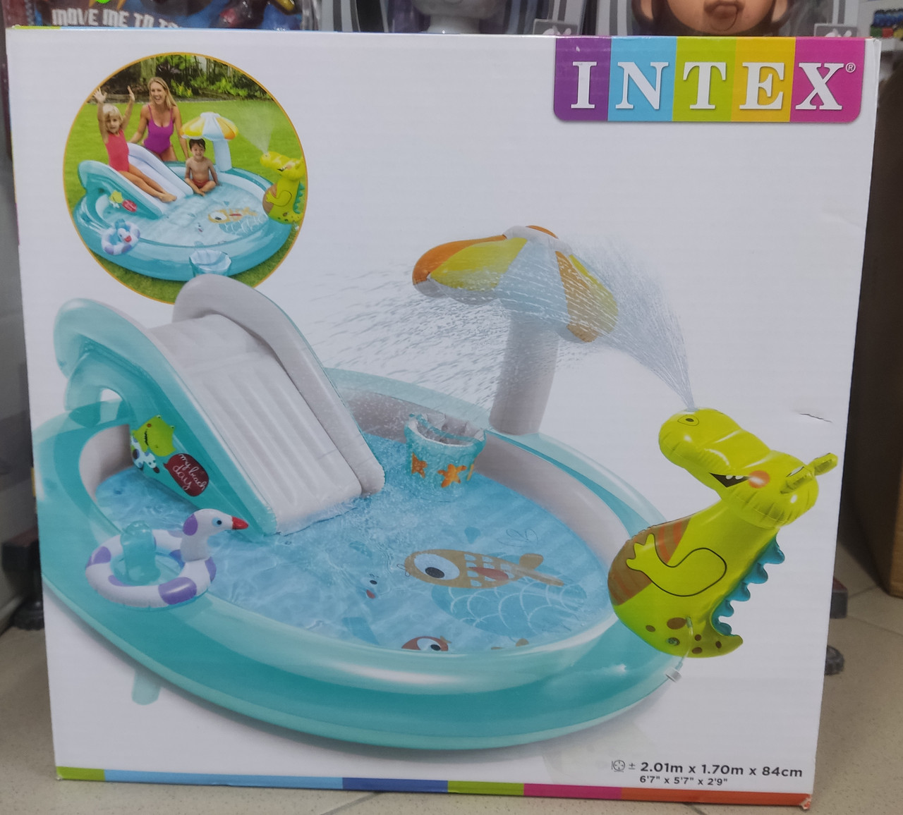 Ігровий центр 57165   надувний INTEX Крокодил з гіркою  в коробці    201*170*84см, фото 1