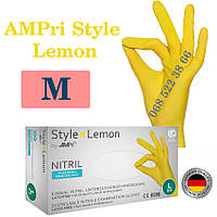 Рукавиці нітрилові жовтий AMPri Style Lemon розмір M, щільність 4г, уп.100 шт