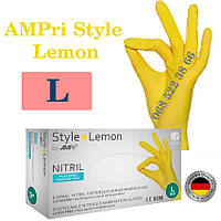 Перчатки нитриловые желтые AMPri Style Lemon размер L, плотность 4г, уп.100 шт