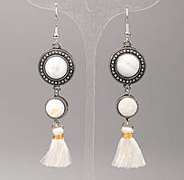 Сережки Перламутр d-19,5мм+- і 12мм+- L-8,5см +- купити біжутерію дешево оптом в інтернеті