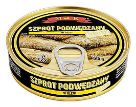 Консерва шпроты в масле Szproty Podwedzany M&K Польща, 160 гр.