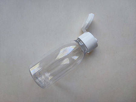 100 - 107 мл 28/410 Круглий з білою кришкою фліп-топ 28 мм, ПЕТ пляшка, флакон пластиковий, пластмасовий, фото 1