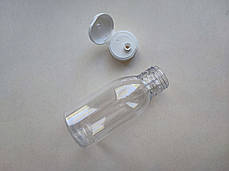 100 - 107 мл 28/410 Круглий з білою кришкою фліп-топ 28 мм, ПЕТ пляшка, флакон пластиковий, пластмасовий, фото 3