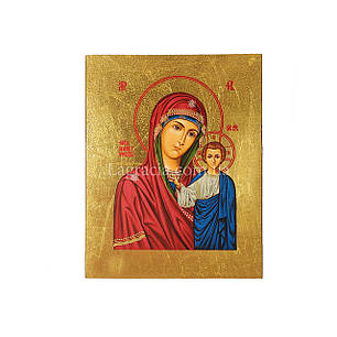 Казанська ікона Божої Матері писана на холсті 10 Х 13 см, фото 2